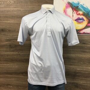 Collars & Co Dress Collar Polo Shirt Blue White Check Mens‎ 2X Large Polyester